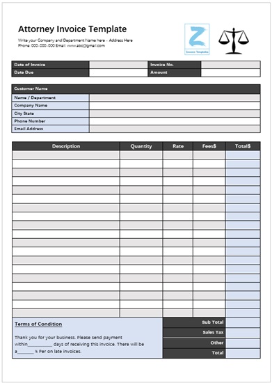 Attorney Fee Invoice