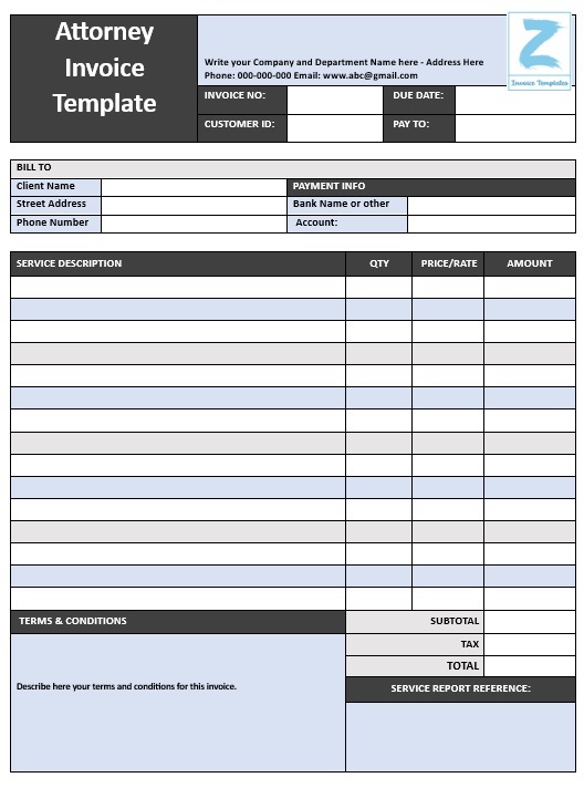 Legal Invoice for Services Rendered