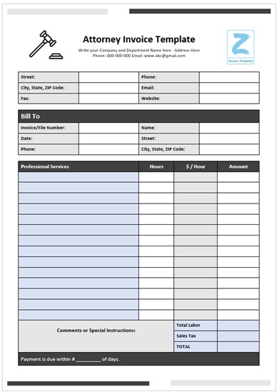 Legal Invoice for Services Rendered