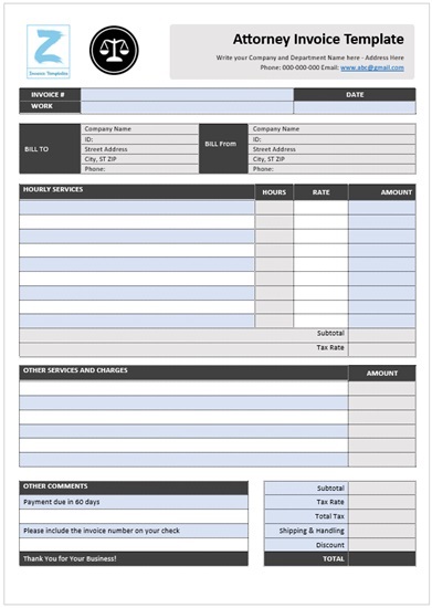 Legal Practitioner Invoice Template