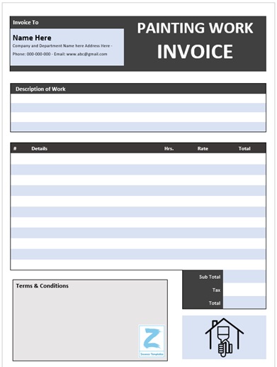 Painting Work Invoice Template – Agency Design