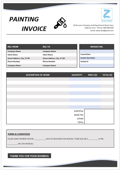 Painting Work Invoice Template – Creative