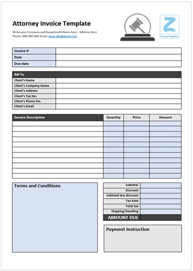 Professional Legal Services Invoice